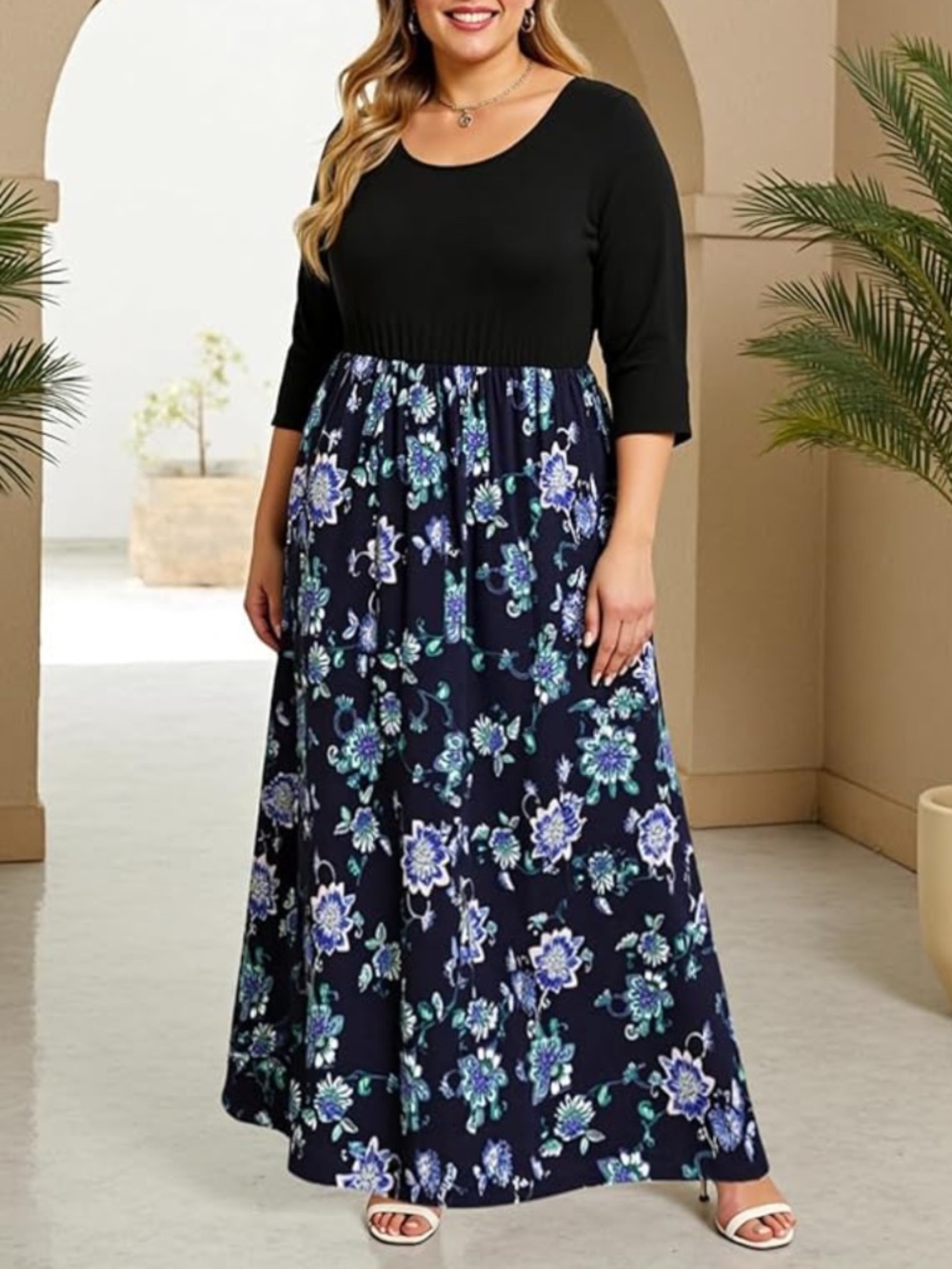 NWT Nemidor Short Sleeve Summer Floral Maxi Dress With Pockets Plus Size 18